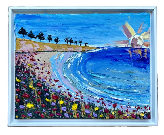 Heavy Impasto Painting Seascape Wall Art Coastal Palette Knife Painting  Thick Acrylic Painting Thick Paint Acrylic Ocean Art 
