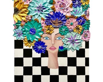 Flower Girl Painting | Impasto Painting | Palette Knife Art | Textured Painting | 3d Wall Art|  Mixed Media Decor | Portrait Painting