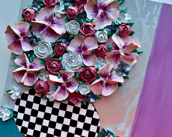 Impasto Painting | 3D Acrylic Painting | Textured Painting | Flower Vase Art | Sculptural Painting | Floral Art | Abstract Painting