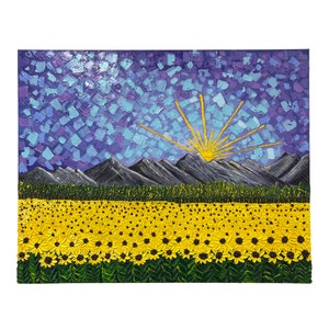 Landscape Painting | Landscape Sunflower Wall Art | Sunflower Art |Palette Knife Painting | Thick Acrylic Painting |  | Textured Painting