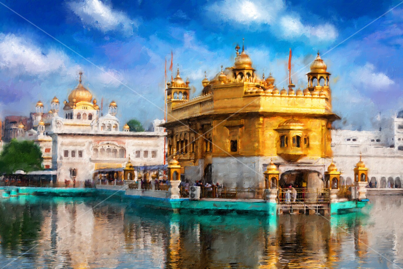 ORIGINAL Golden Temple Painting Harmandir Sahib Guru Granth Sahib ...