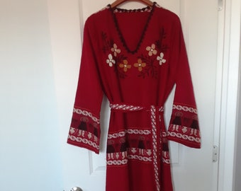 Red Alpaca Wool Dress, Red wool alpaca, red wool dress