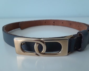 Vintage Leather Belt (Grey)