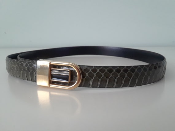 1980s Snake Leather Belt (Grey)