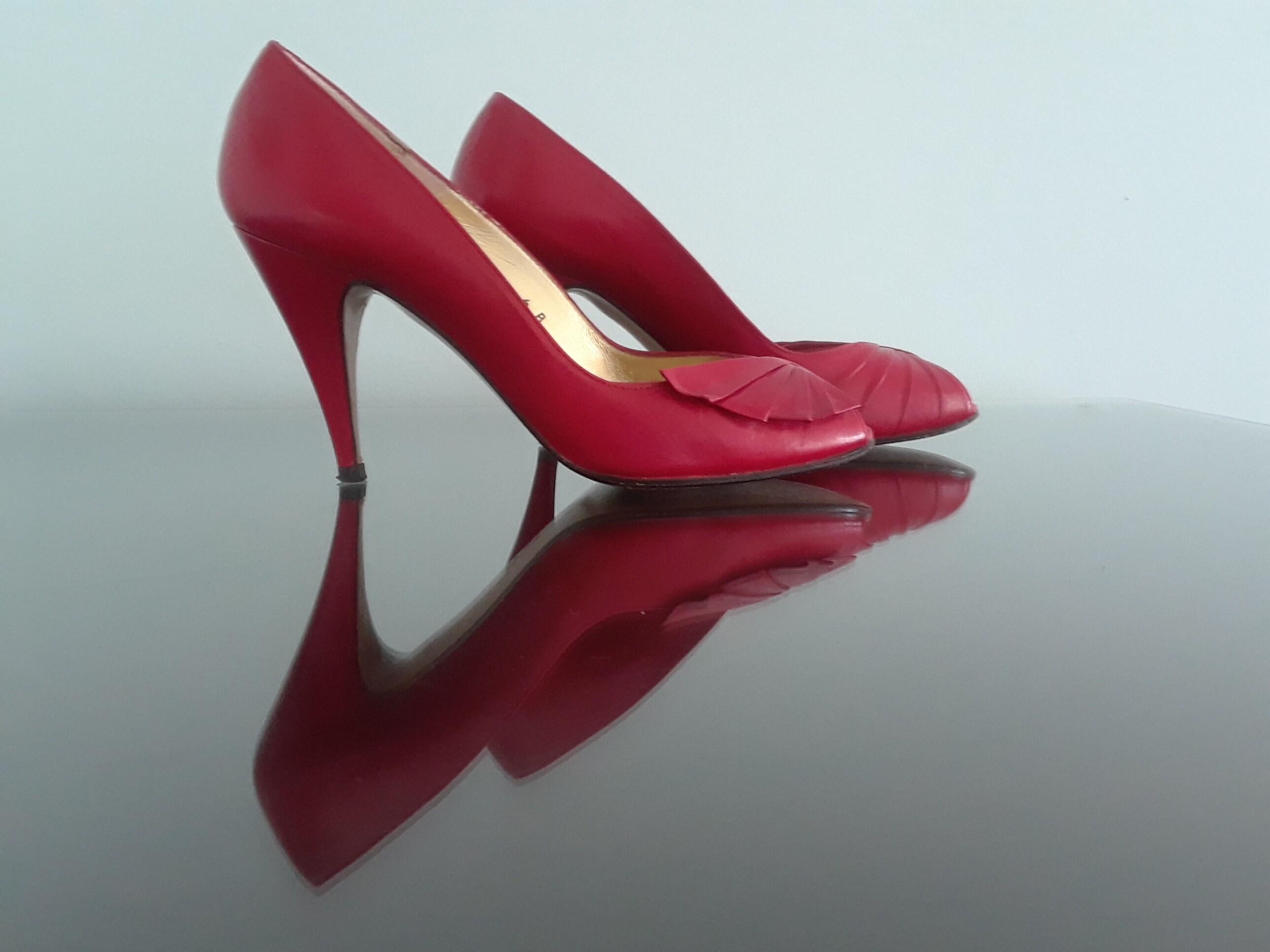 Vintage High Heel Pumps Red Leather Shoes Etsy Canada