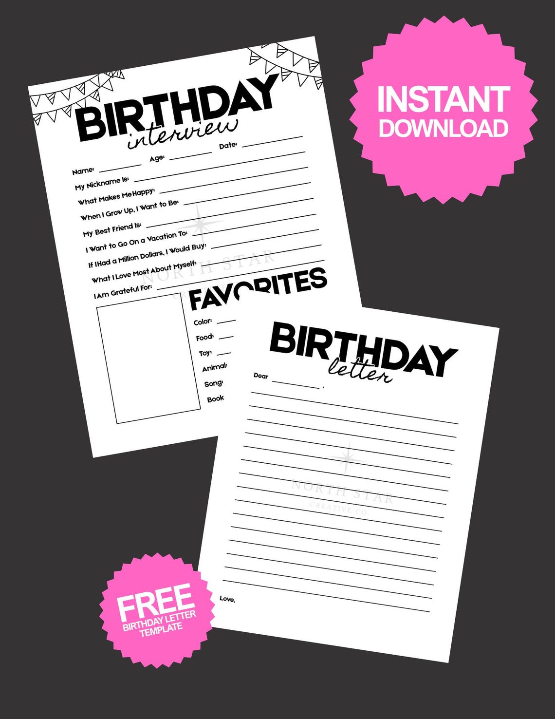 Kids Birthday Interview, Printable Birthday Questionnaire, Kids Bday ...