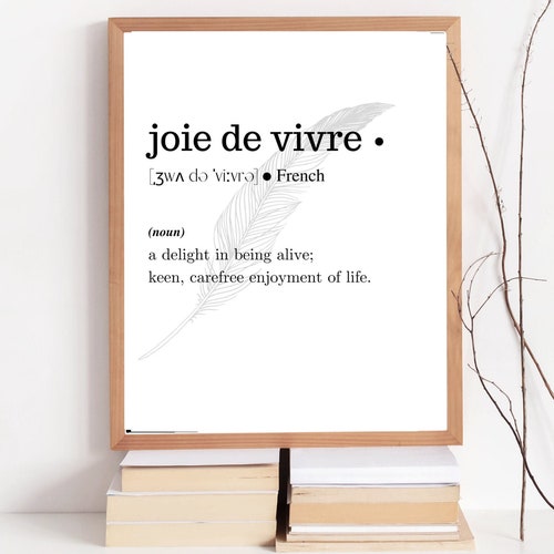 Joie De Vivre Definition Dictionary Dictionary Wall Art Etsy