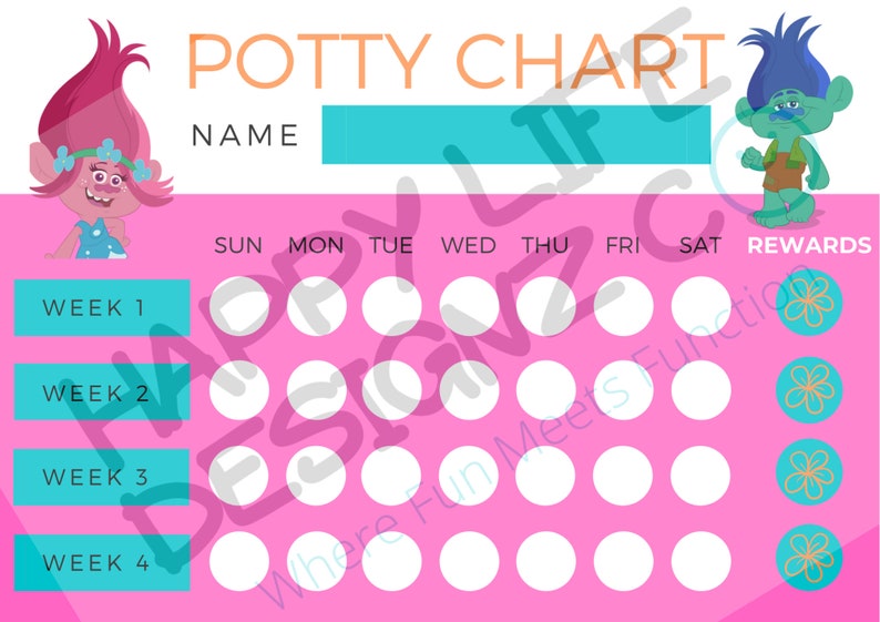 Trolls Potty Chart / Trolls Poppy Branch / Toddler / - Etsy Ireland