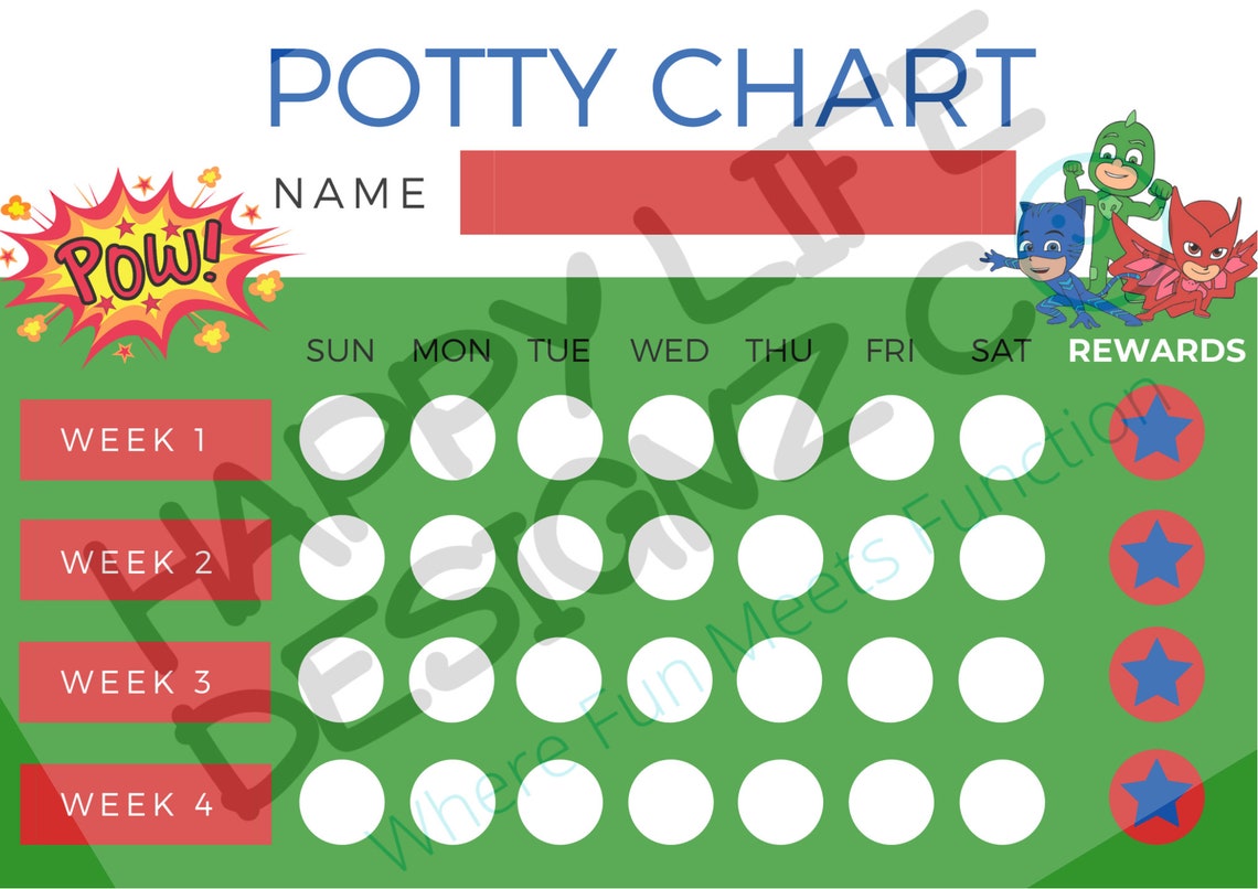 PJ Masks Potty Chart / Owlette Cat Boy Gekko / Toddler / - Etsy België