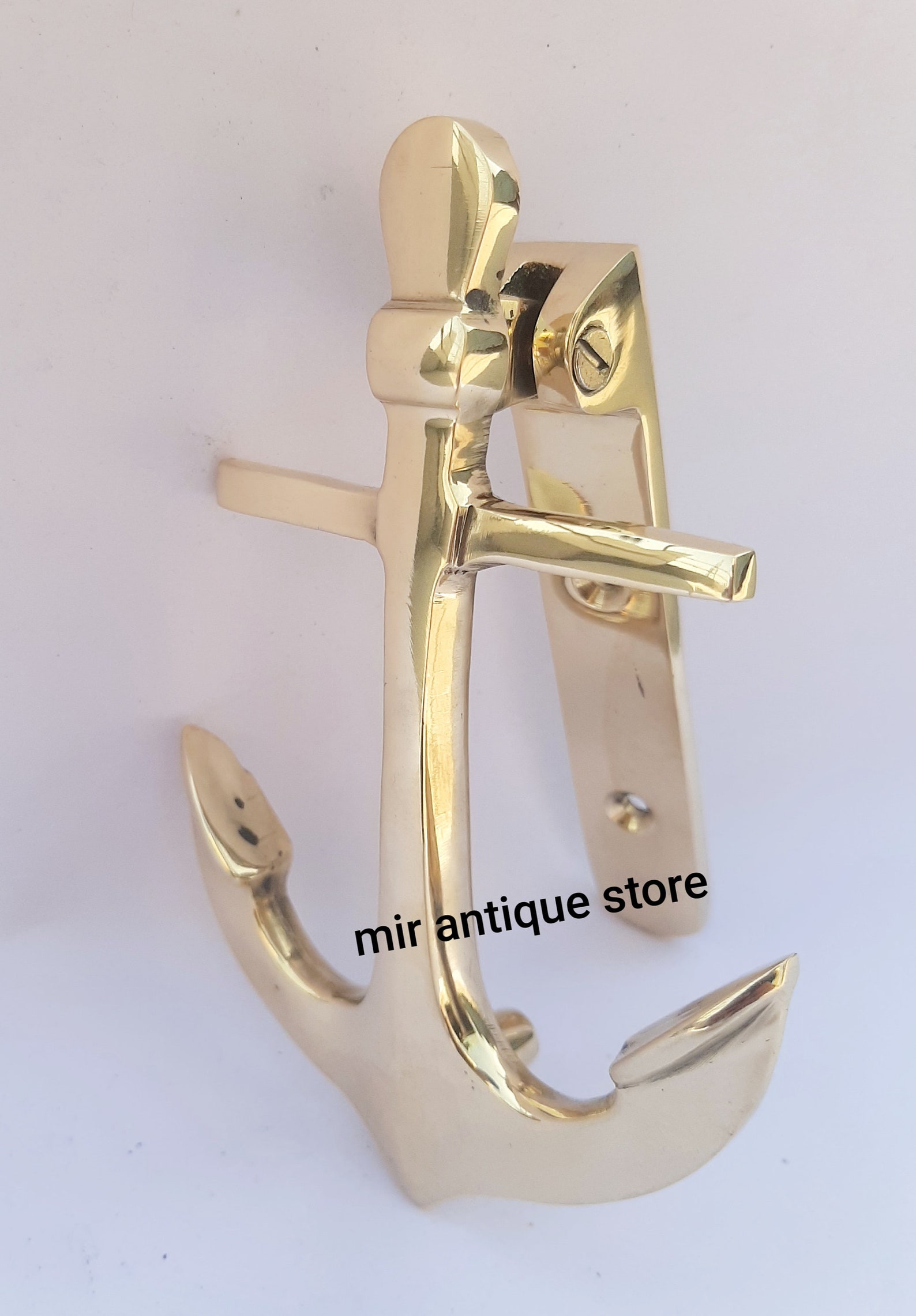 Nautical Shiny Brass Anchor Door Knocker Solid Brass Beautiful Etsy