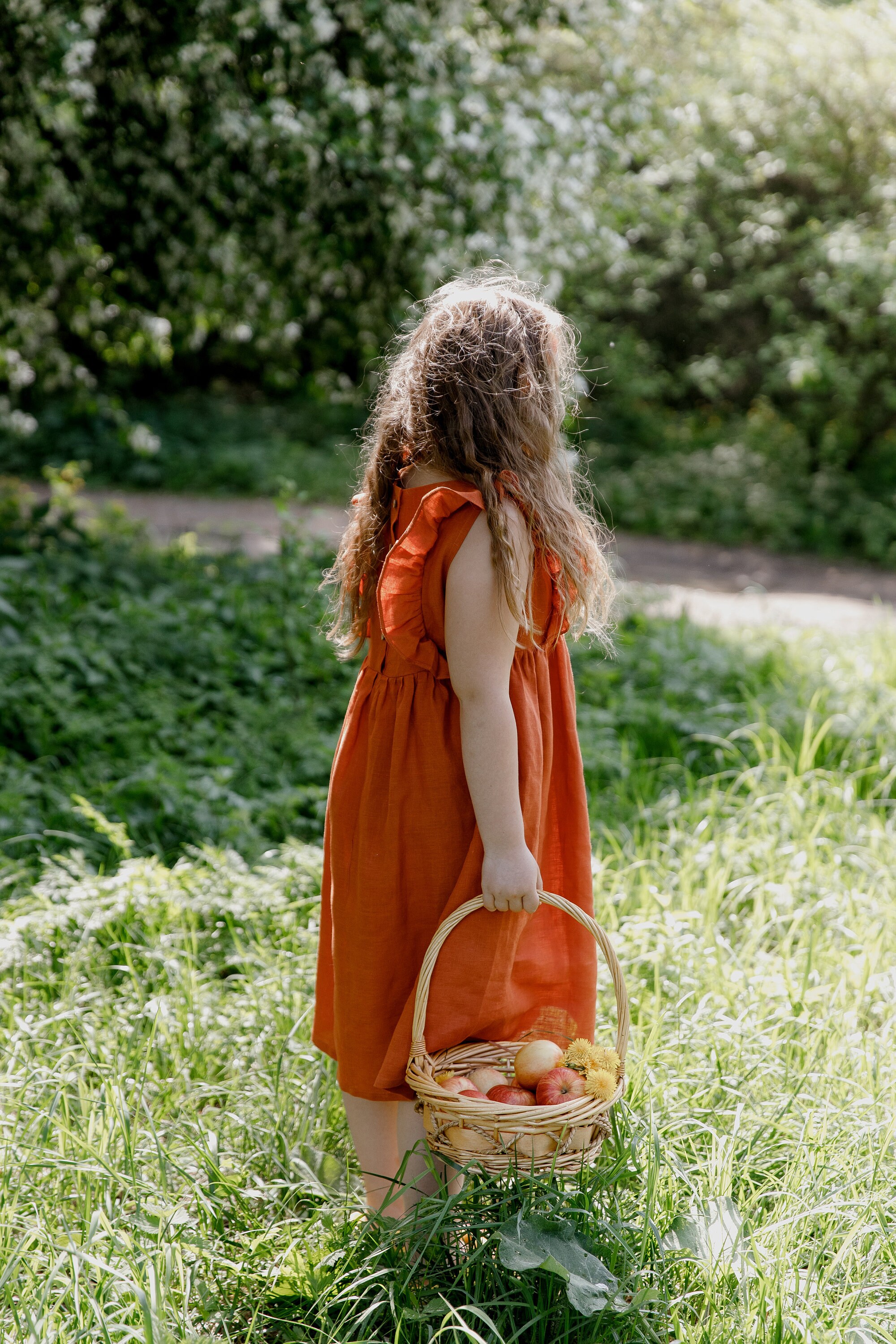 Linen dress kids burnt orange girl clothing ruffle toddler Etsy