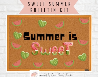 Watermelon Bulletin, Summer Bulletin, June  July Bulletin, Bulletin Board Set,  office bulletin, Classroom Decor, Bulletin Board Cutouts