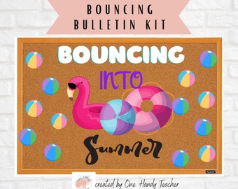 Flamingo Bulletin, Summer Bulletin, Bouncing into Summer, office Bulletin, Bulletin Board Kit