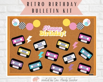 Retro, Groovy, Happy Birthday Bulletin, Bulletin Board Set, Back to School Bulletin, Classroom Decor, Bulletin Board Cutouts
