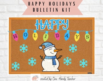 Holiday Bulletin, winter bulletin, Christmas Bulletin, teacher classroom decor, Office bulletin, Bulletin Board Kit, Snowman Bulletin