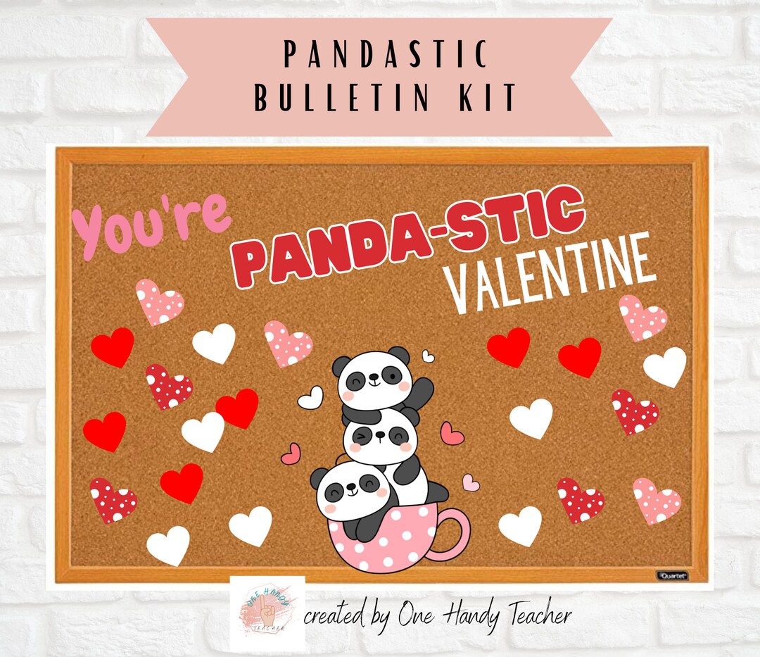 Valentine's Day Bulletin, Panda Bulletin, Bulletin Board Kit, February