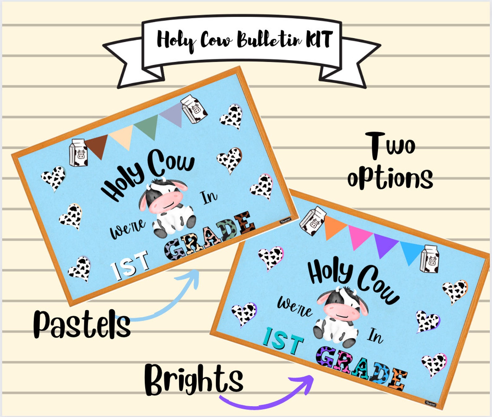 Farm Bulletin Cow Print Bulletin Bulletin Board Set Back to Etsy