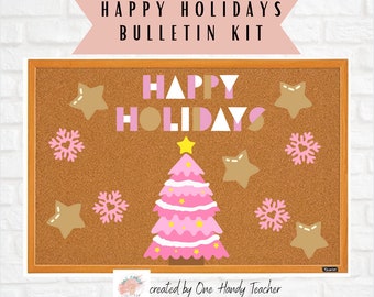 happy Holidays, Christmas bulletin, Winter Bulletin, Teacher classroom, Office bulletin, Bulletin Board Kit, Santa, Bulletin Board Cutouts