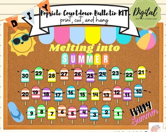 Summer Bulletin, Popsicle Bulletin, Bulletin Board kit, Digital Bulletin, Classroom Decor, Bulletin Board Cutouts, Summer Countdown
