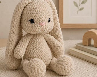 Patrón de ganchillo PDF de conejito de peluche / Patrón de amigurumi de peluche / Conejito de peluche de ganchillo ideal para principiantes (descarga digital)