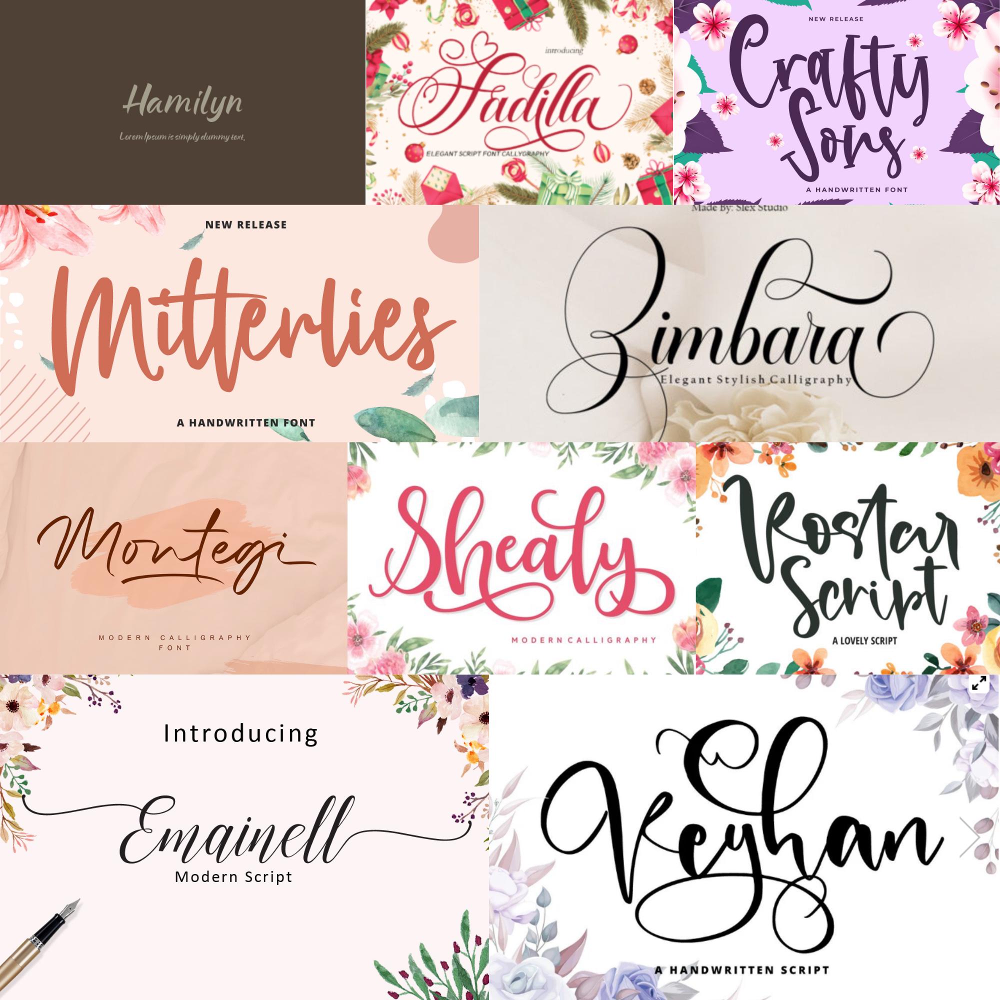 180 Modern Calligraphy Font Bundle | Wedding, Branding, & Script Fonts ...