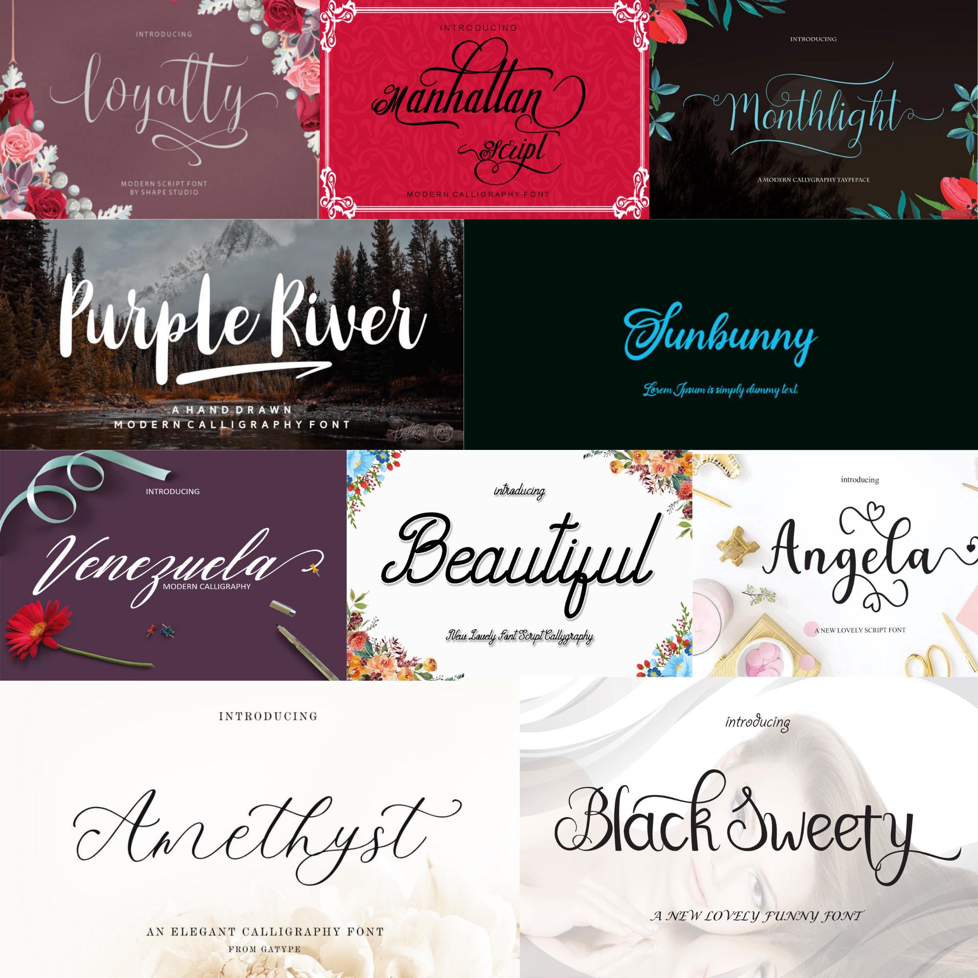 180 Modern Calligraphy Font Bundle | Wedding, Branding, & Script Fonts ...