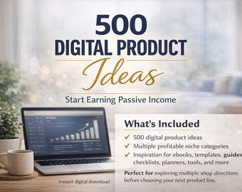 Ebook con 500 idee per prodotti digitali, guida per un'attività a reddito passivo (download digitale)