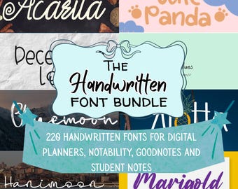Pacchetto di font scritti a mano, 220 font eleganti per agende digitali, Goodnotes, Notability (download digitale)