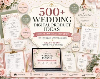 Oltre 500 idee per prodotti digitali per matrimoni / Idee per generare reddito passivo per i venditori di Etsy (download digitale)