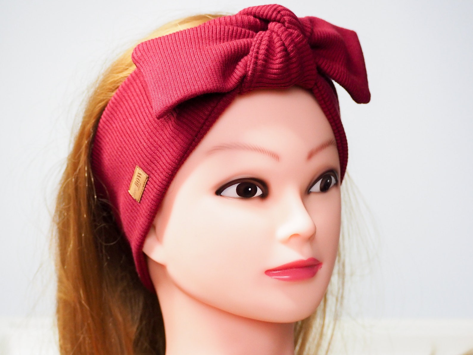Red elastic headbands for girl Headband with bow Burgundy Etsy