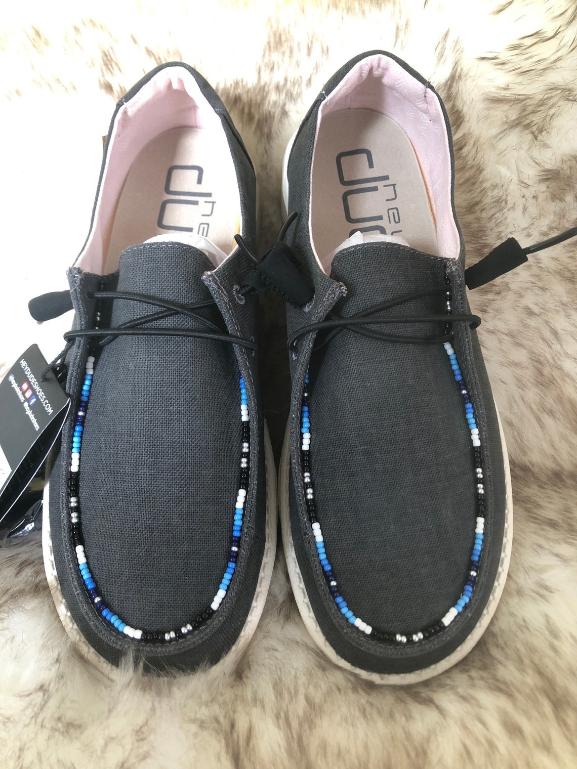 Cowhide Beaded Hey Dude Shoes Colorado Winter Etsy