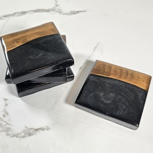 Epoxy Coasters |  Wood with Black Epoxy | Set of 4 |