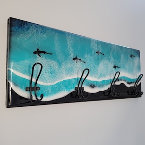 Black Beach Ocean Wave Coat Rack