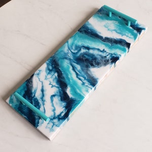 Navy & Teal Marble Epoxy Charcuterie Board image 5