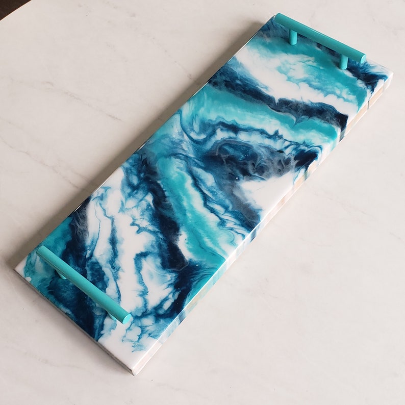 Navy & Teal Marble Epoxy Charcuterie Board image 5