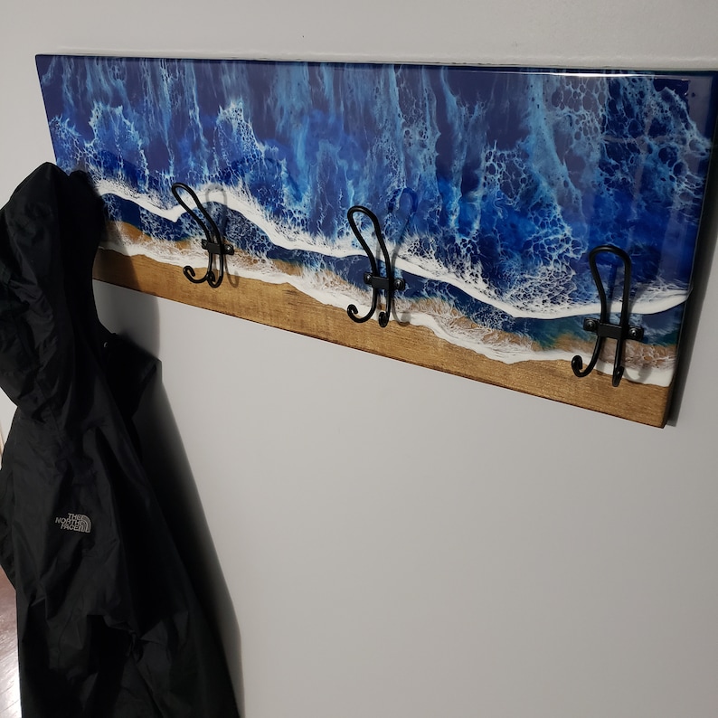 Coast Wall Rack Deep Blue Ocean Wave Wall Mounted Coat Rack - Etsy