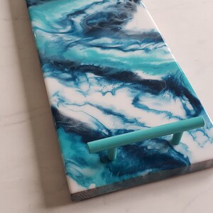 Navy & Teal Marble Epoxy Charcuterie Board image 7