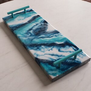 Navy & Teal Marble Epoxy Charcuterie Board image 6