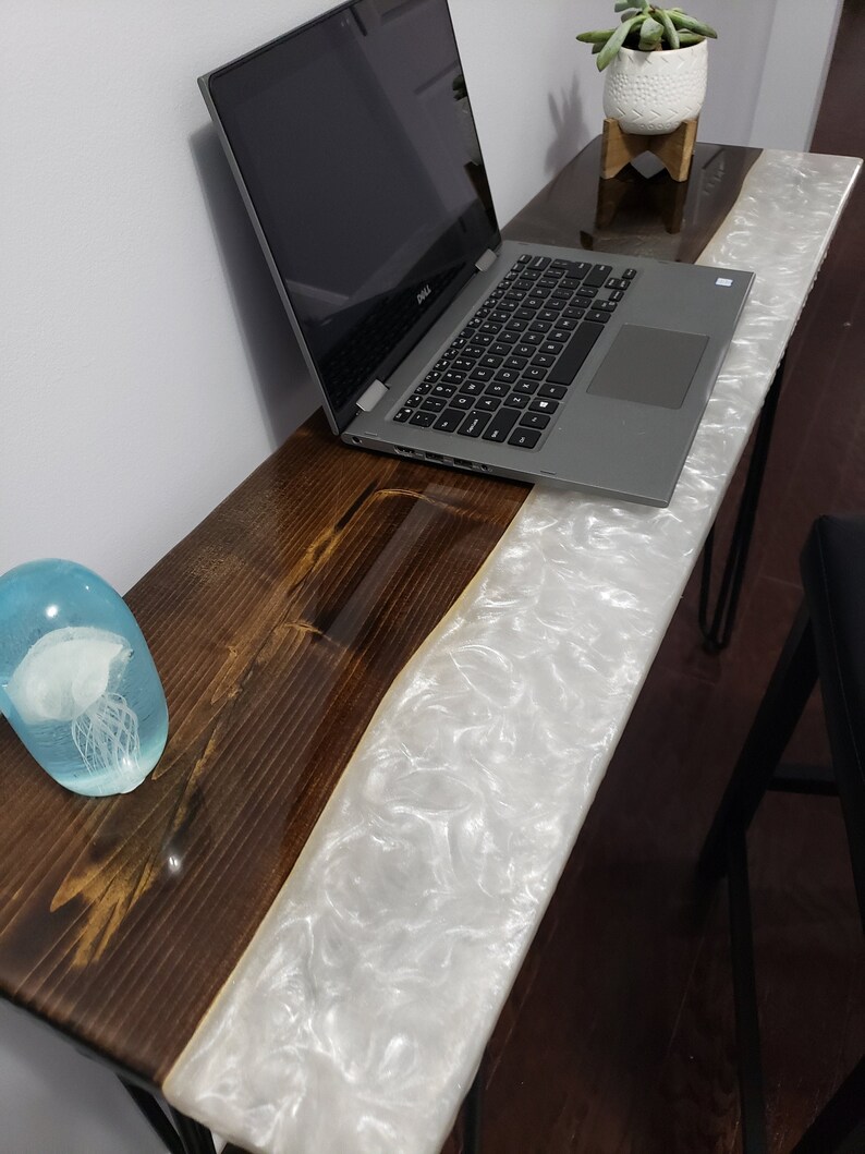 Pearl White Epoxy Edge Table Top