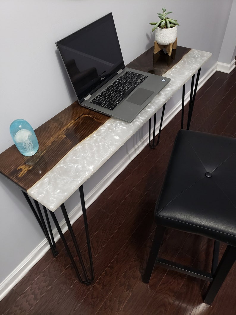 Pearl White Epoxy Edge Table Top