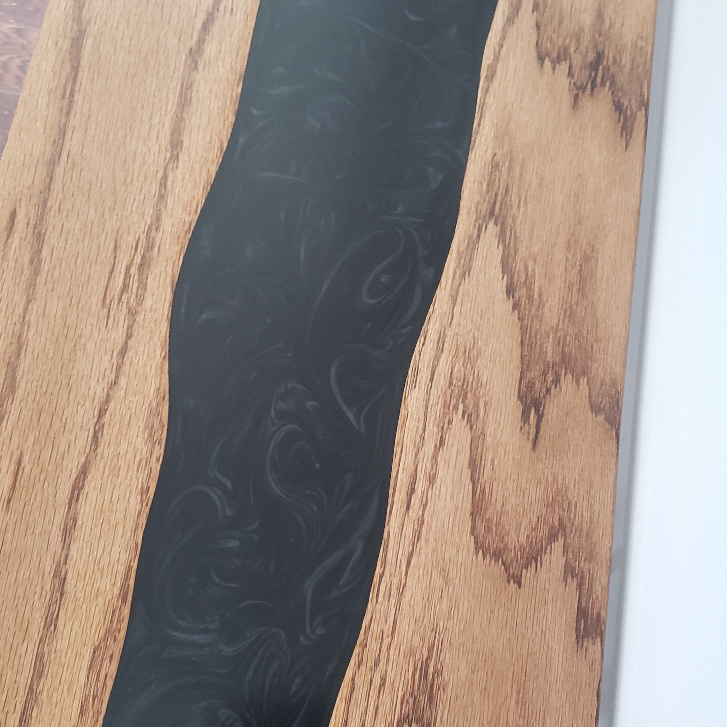 Silky Black Swirl Epoxy River Oak Side Table Etsy