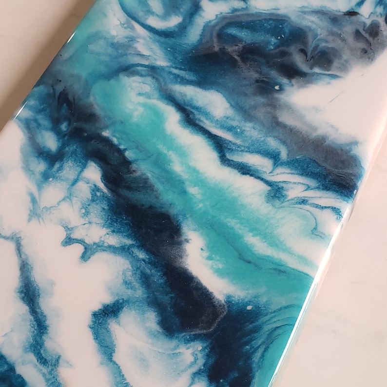Navy & Teal Marble Epoxy Charcuterie Board image 2