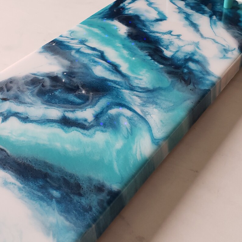 Navy & Teal Marble Epoxy Charcuterie Board image 9