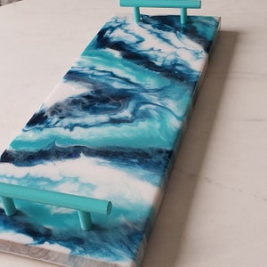 Navy & Teal Marble Epoxy Charcuterie Board image 3