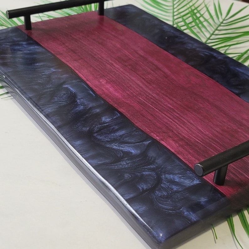 Purple Heart Exotic Wood Charcuterie Board With Dark Purple Etsy