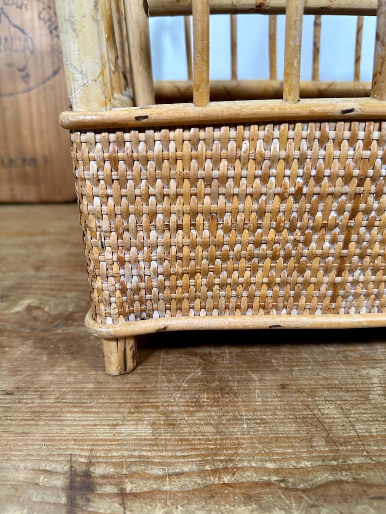 Vintage Bamboo and Rattan Magazine Rack: Boho Magazine Rack - Etsy