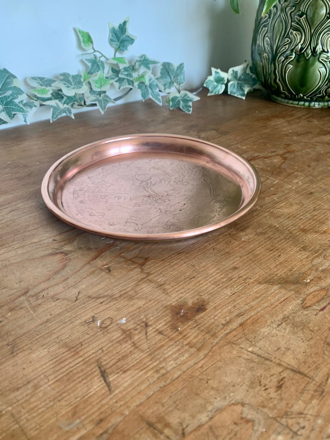 Vintage Small Copper Tray Small Copper Tray Small Round Etsy