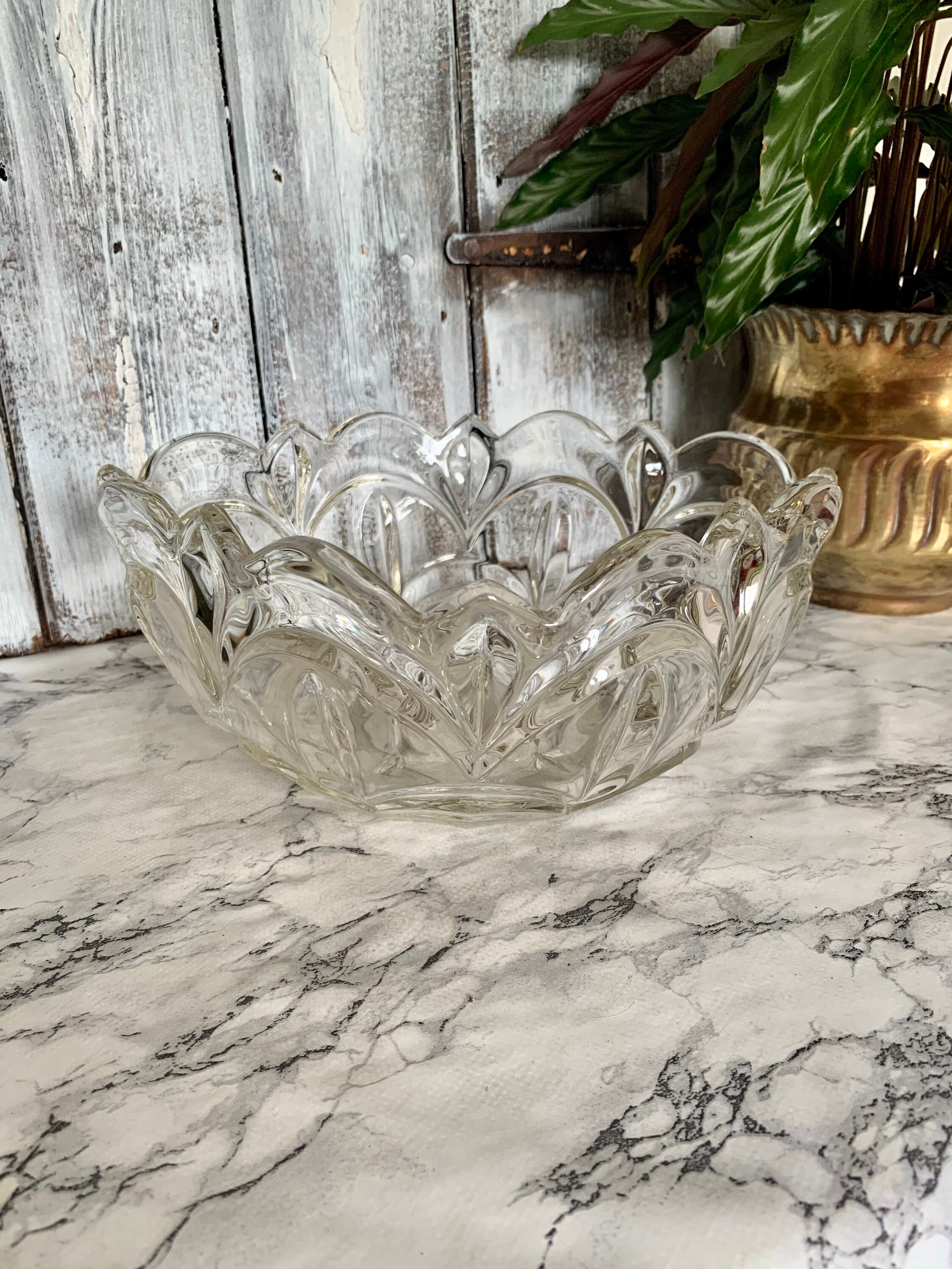 Vintage Pressed Trifle Dish Large Glass Dish Pressed Glass Etsy