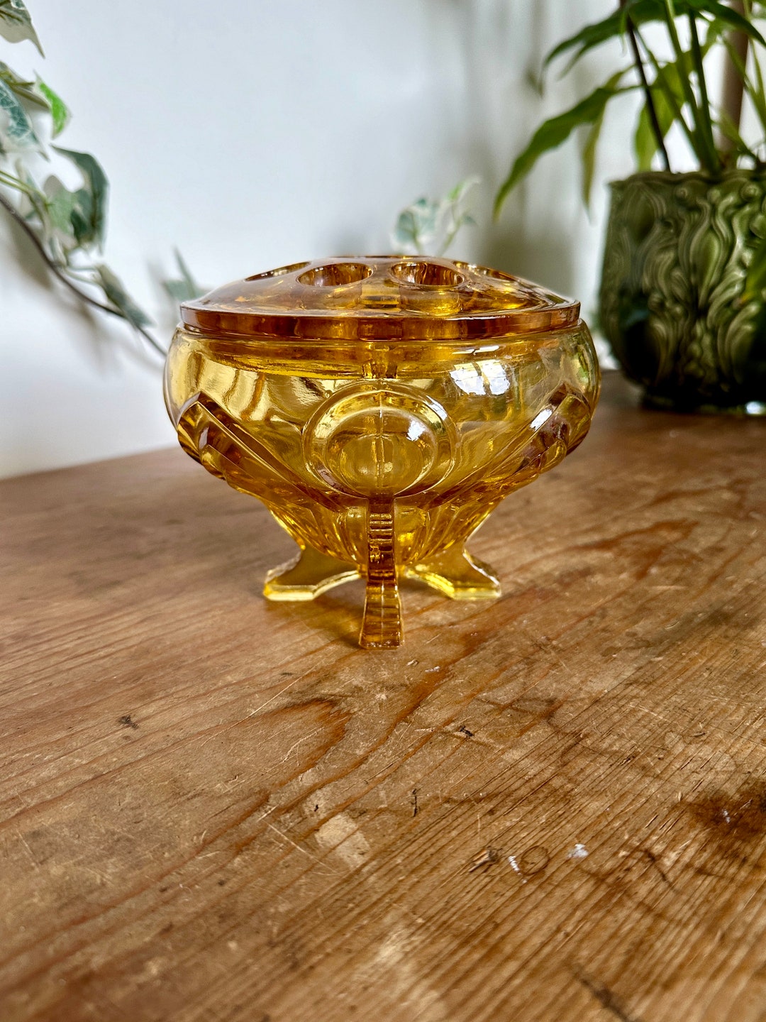 Vintage Art Deco Glass Flower Frog Vase Flower Arranging Etsy UK