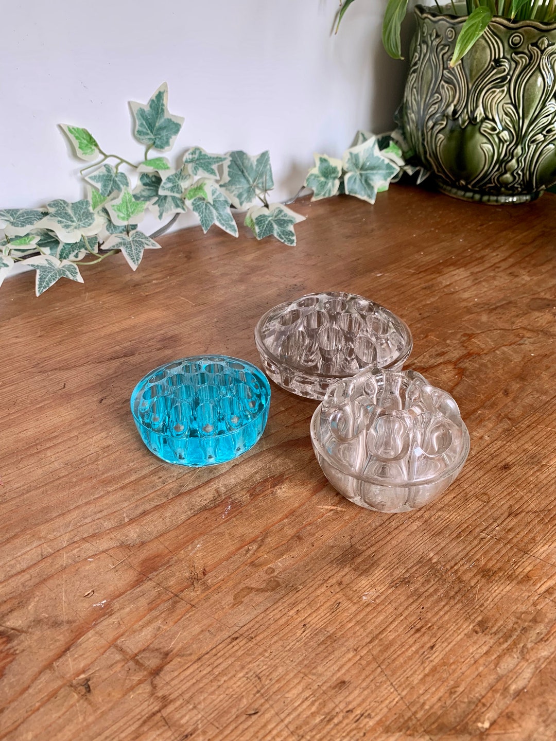 Vintage Glass Flower Frog Glass Flower Arranging Frog Etsy